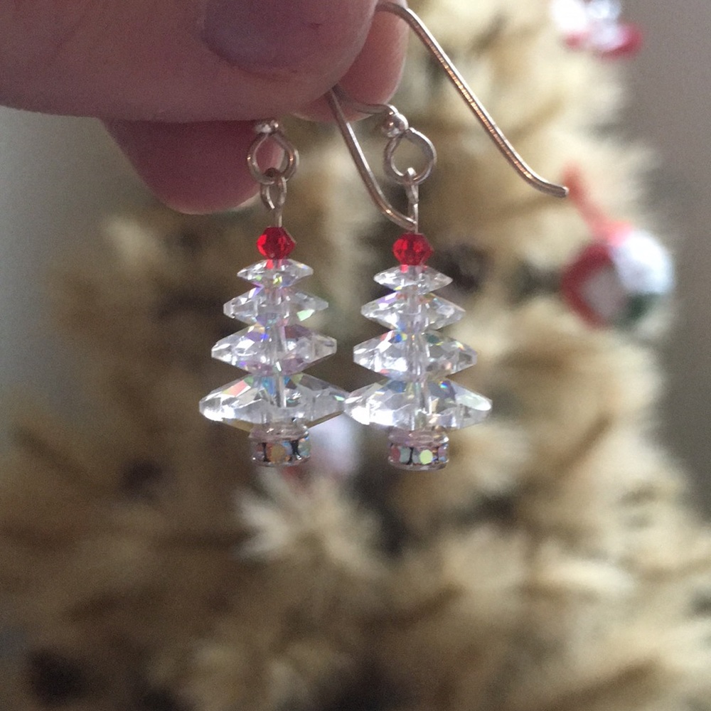 Swarovski Christmas tree dangle earrings